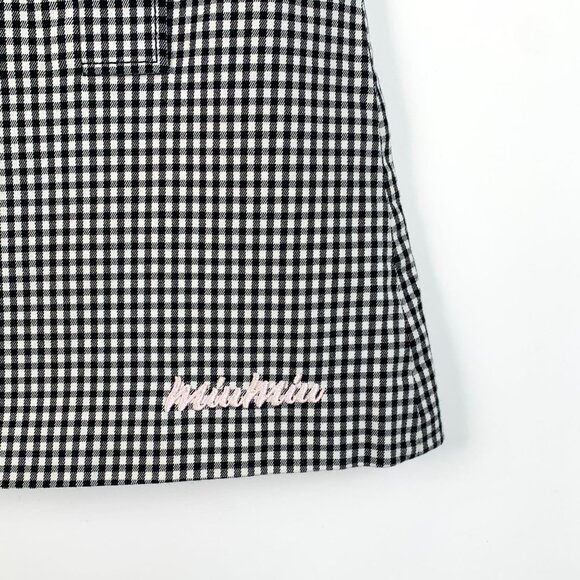 Miu Miu Womens Black & White Houndstooth Check Skirt With Pink Logo Embroidery S - Picture 7 of 9